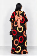African Ankara Maxi Kaftan Dress with Bow Back