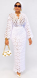 Women’s White Lace Iro and Buba Two-Piece Set