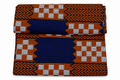 African Wax Print Fabric, Blue Orange & Black Geometric Ankara Fabric, Traditional African Print Material for Dresses, Gowns, Skirts & Fashion Sewing