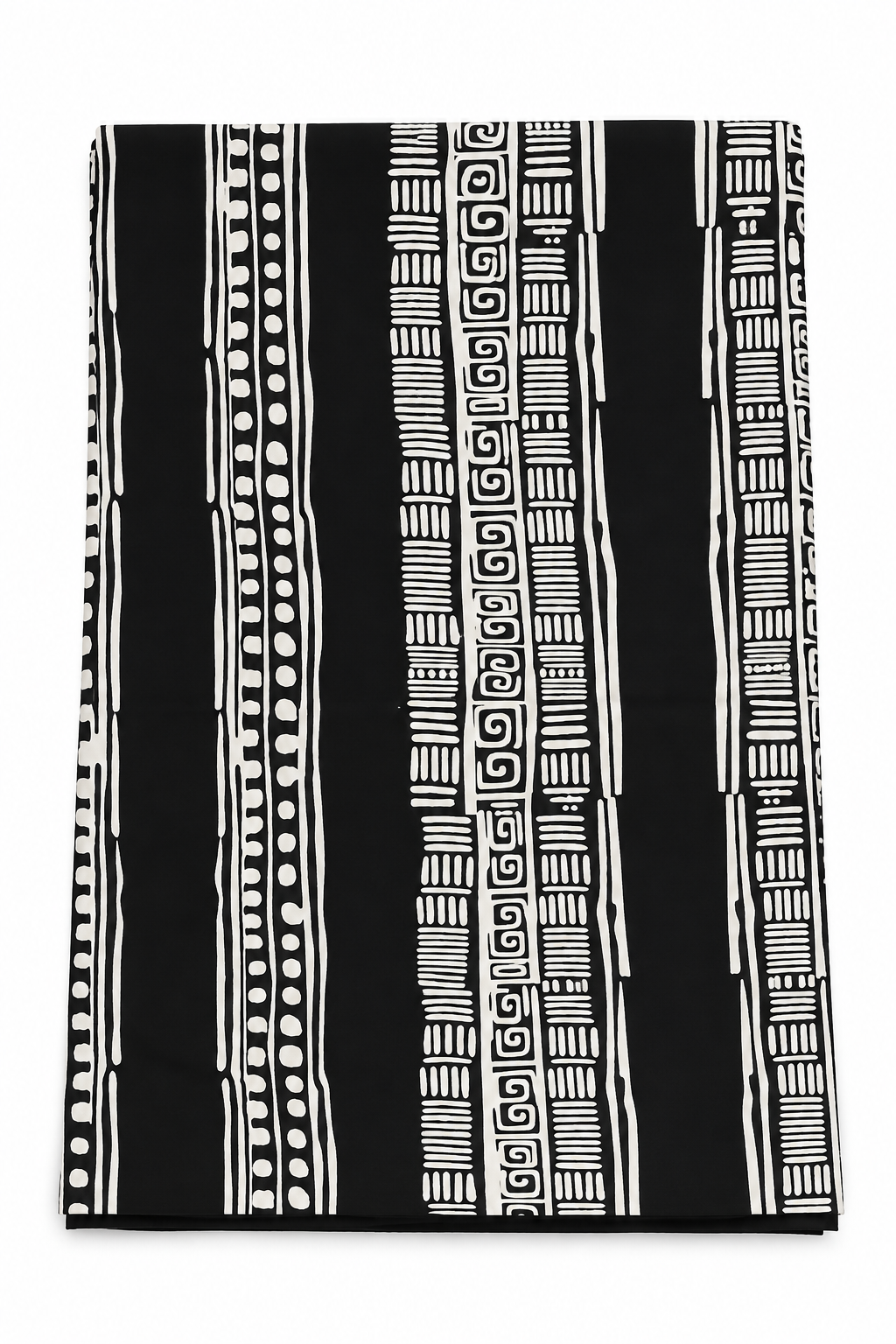 Black and White African-Inspired Geometric Print Fabric – Bold Tribal Pattern Textile for Dresses, Gowns, Skirts & Traditional Outfits 6 yard