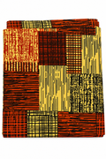 6-Yard Ankara Wax Print Fabric – African Geometric Patchwork Pattern, Orange Brown Black & Gold Yellow Cotton Fabric for Dresses, Gowns, Skirts & Sewing Projects