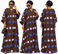 original guinea  African fabric Print Maxi Dress – Loose Fit Long Dress with 3/4 Sleeves