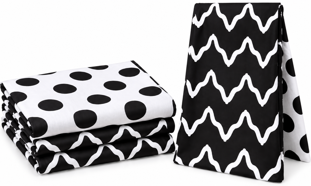 African Wax Print Fabric Black and White Geometric Pattern 6 Yards