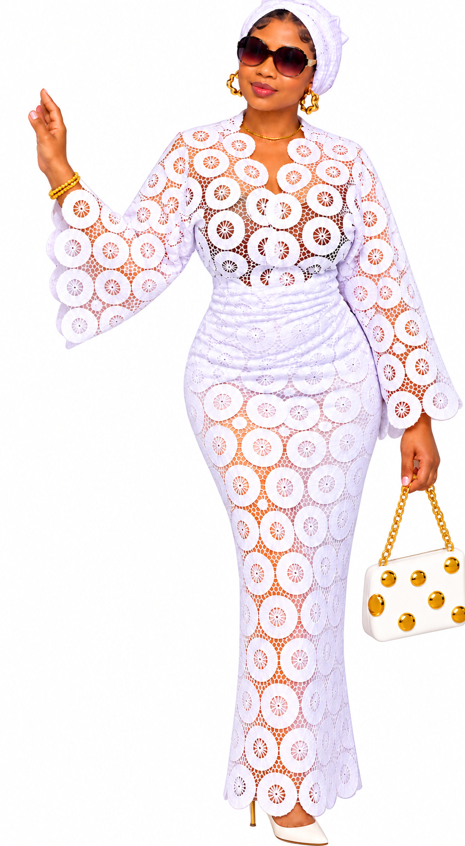 Women’s White Lace Iro and Buba Two-Piece Set