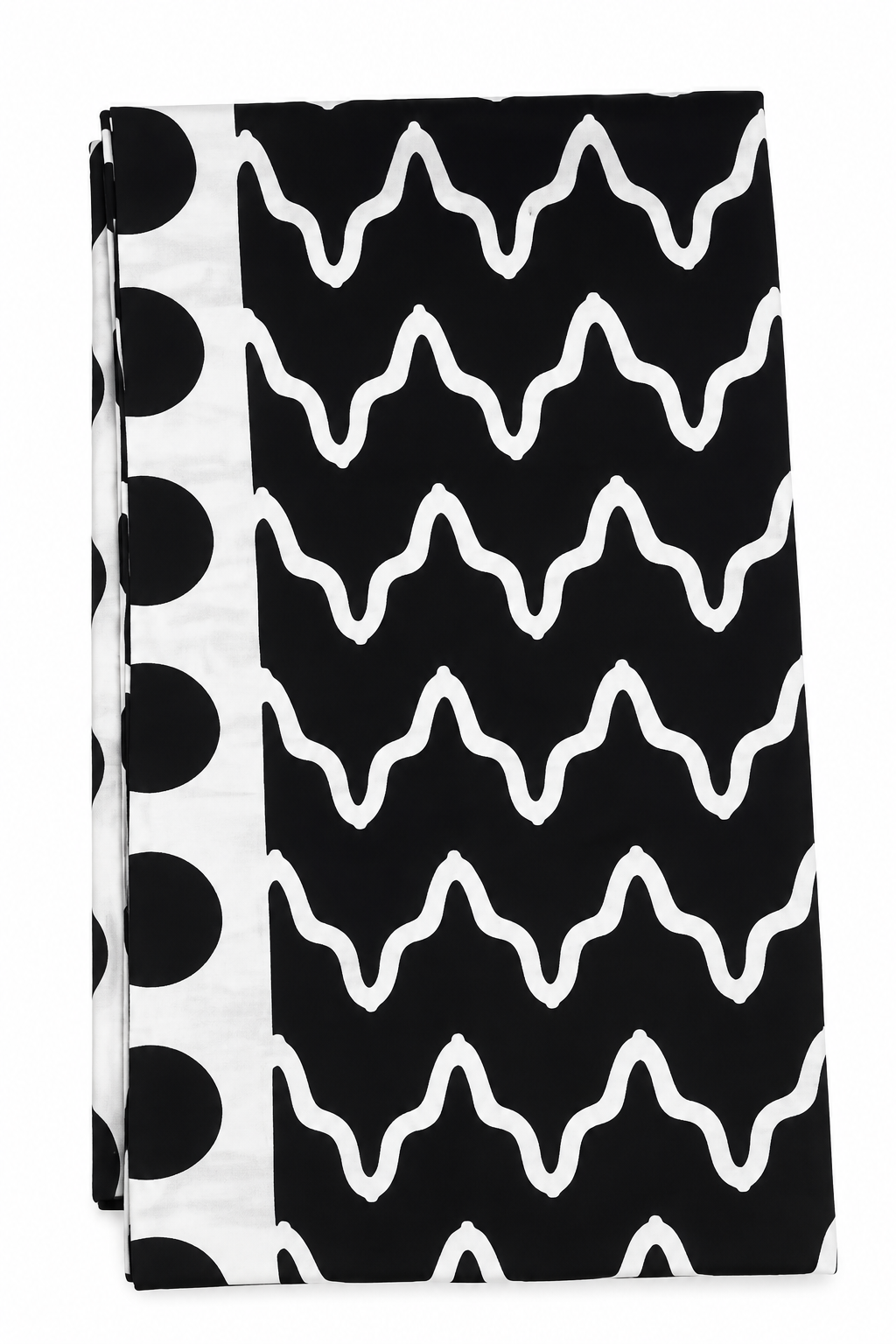 African Wax Print Fabric Black and White Geometric Pattern 6 Yards