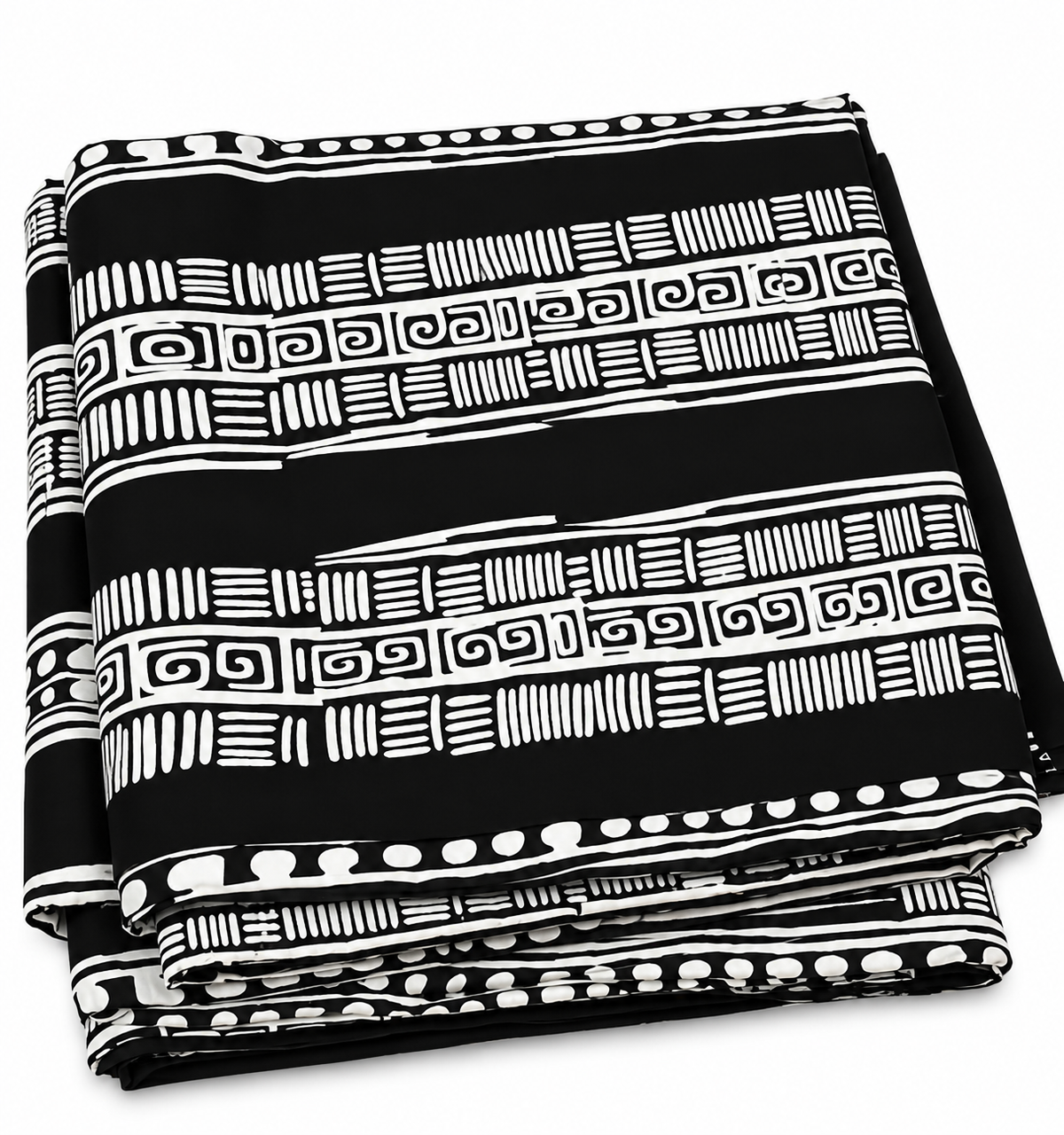 Black and White African-Inspired Geometric Print Fabric – Bold Tribal Pattern Textile for Dresses, Gowns, Skirts & Traditional Outfits 6 yard