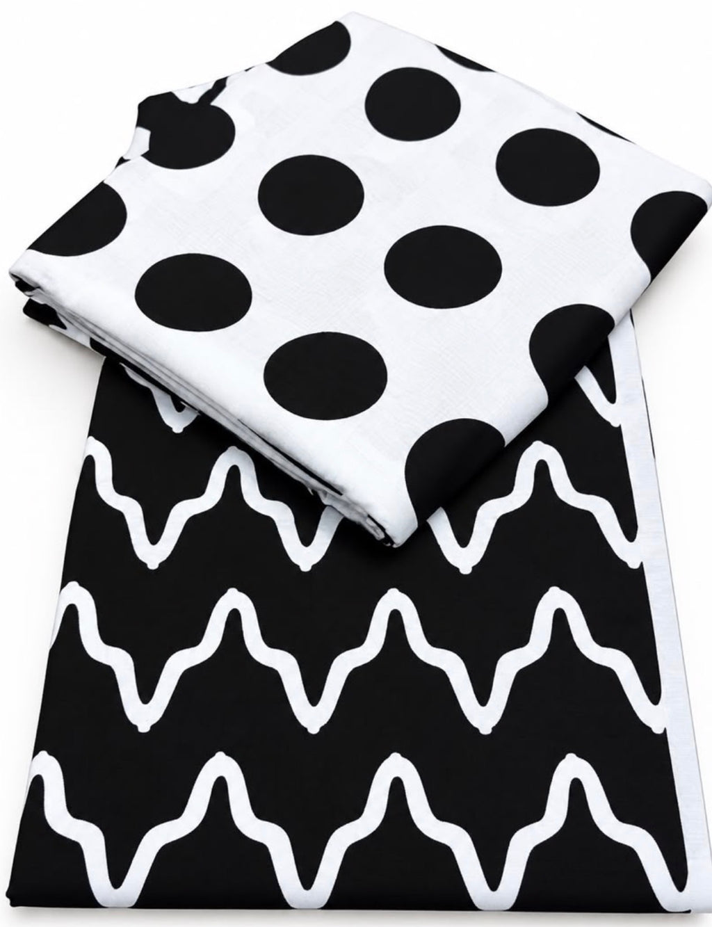 African Wax Print Fabric Black and White Geometric Pattern 6 Yards