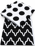 African Wax Print Fabric Black and White Geometric Pattern 6 Yards