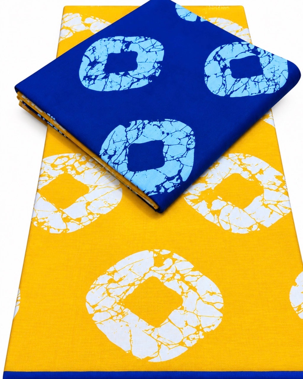 African Ankara Print Fabric – Yellow & Royal Blue Geometric Pattern Co ...
