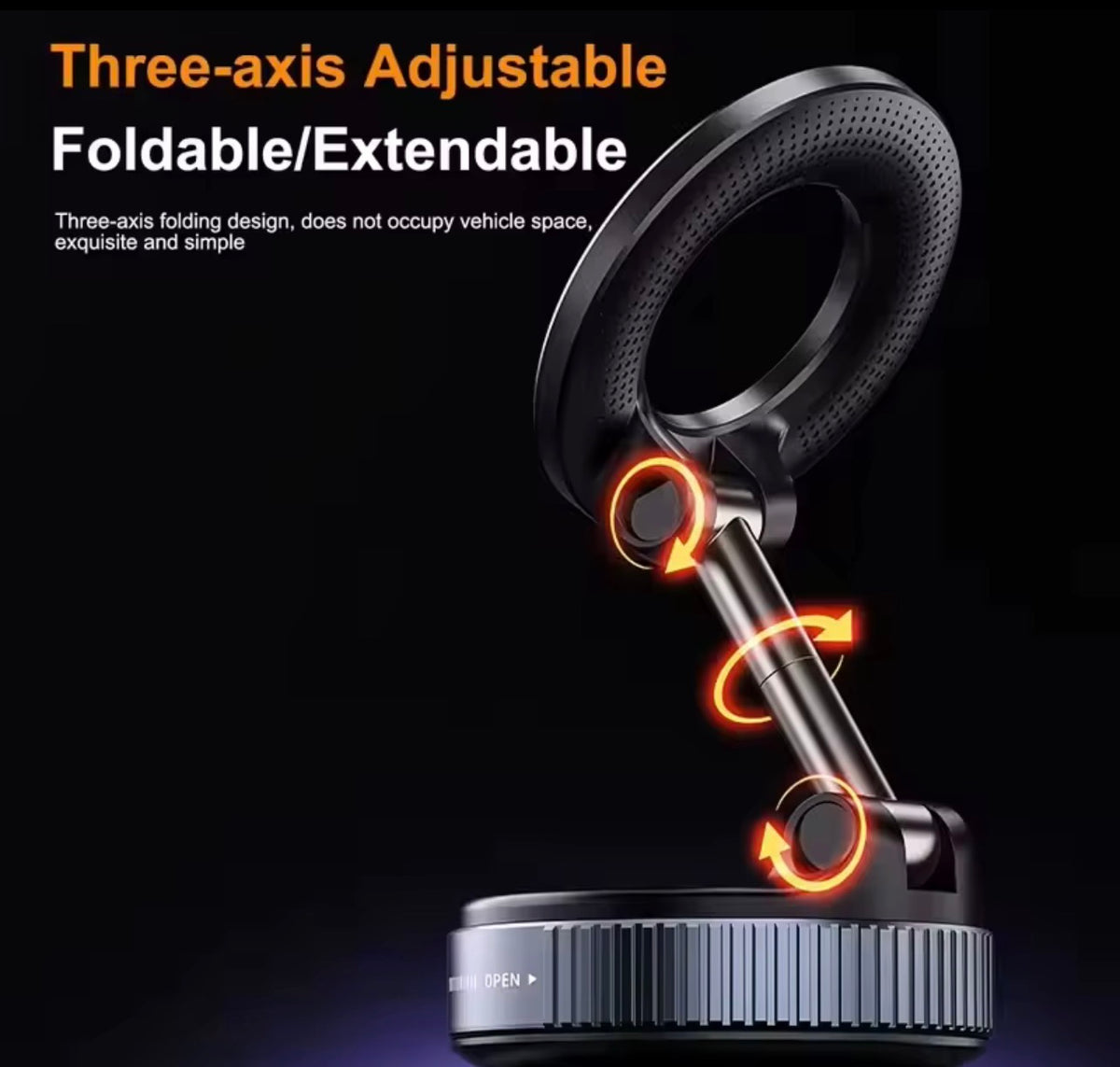 Title: Magnetic Car Phone Holder, 360° Adjustable Dashboard & Windshield Mount with Strong Suction Base and Foldable