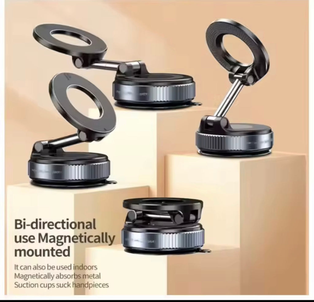Title: Magnetic Car Phone Holder, 360° Adjustable Dashboard & Windshield Mount with Strong Suction Base and Foldable