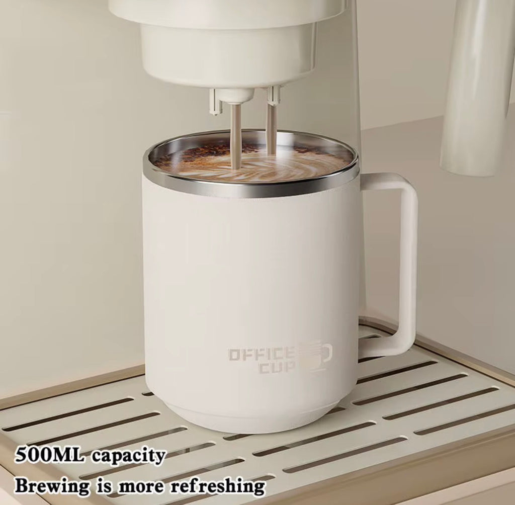 Stainless Steel Insulated Coffee Mug with Lid and Handle, Double-Wall Travel Coffee Cup for Hot & Cold Drinks, Reusable Office Mug