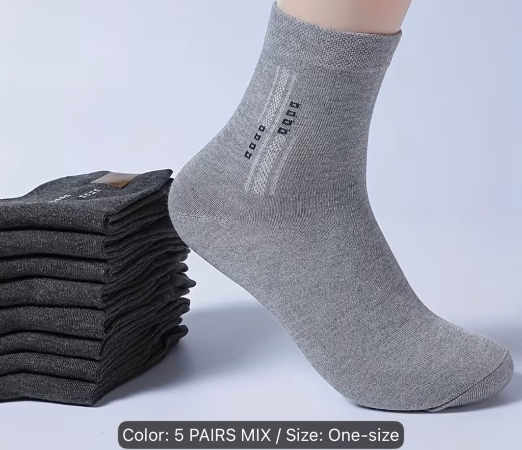 Title: Men’s Crew Socks 5-Pairs Mixed Color Cotton Casual Athletic Socks, Soft Comfortable Everyday Socks, One Size