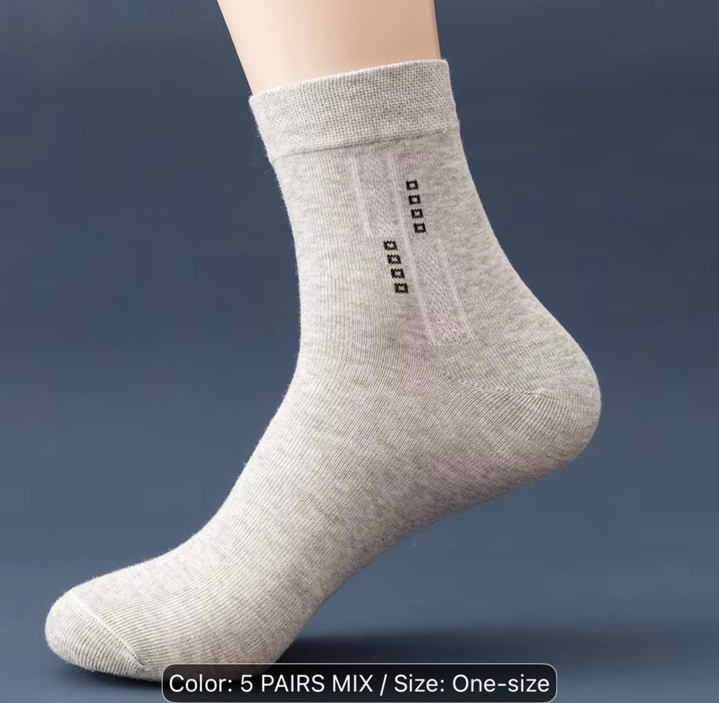 Title: Men’s Crew Socks 5-Pairs Mixed Color Cotton Casual Athletic Socks, Soft Comfortable Everyday Socks, One Size