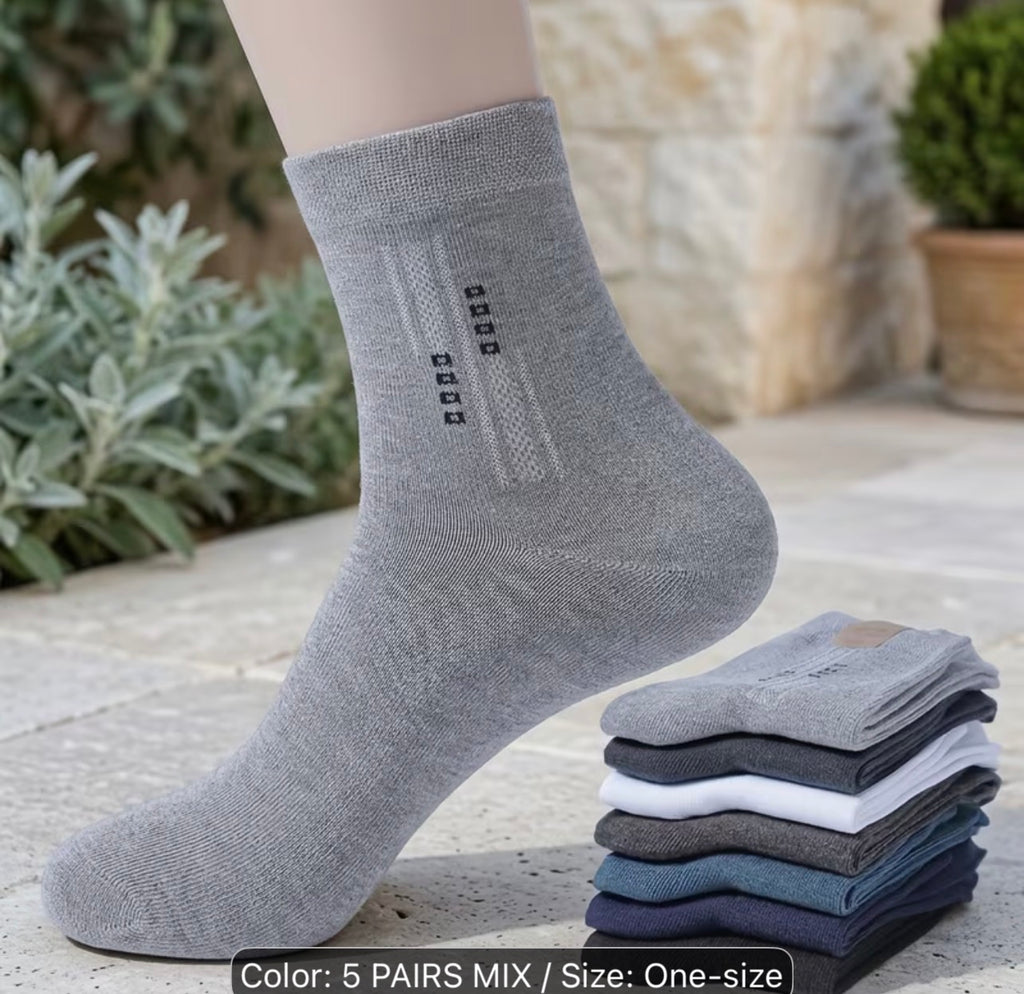 Title: Men’s Crew Socks 5-Pairs Mixed Color Cotton Casual Athletic Socks, Soft Comfortable Everyday Socks, One Size