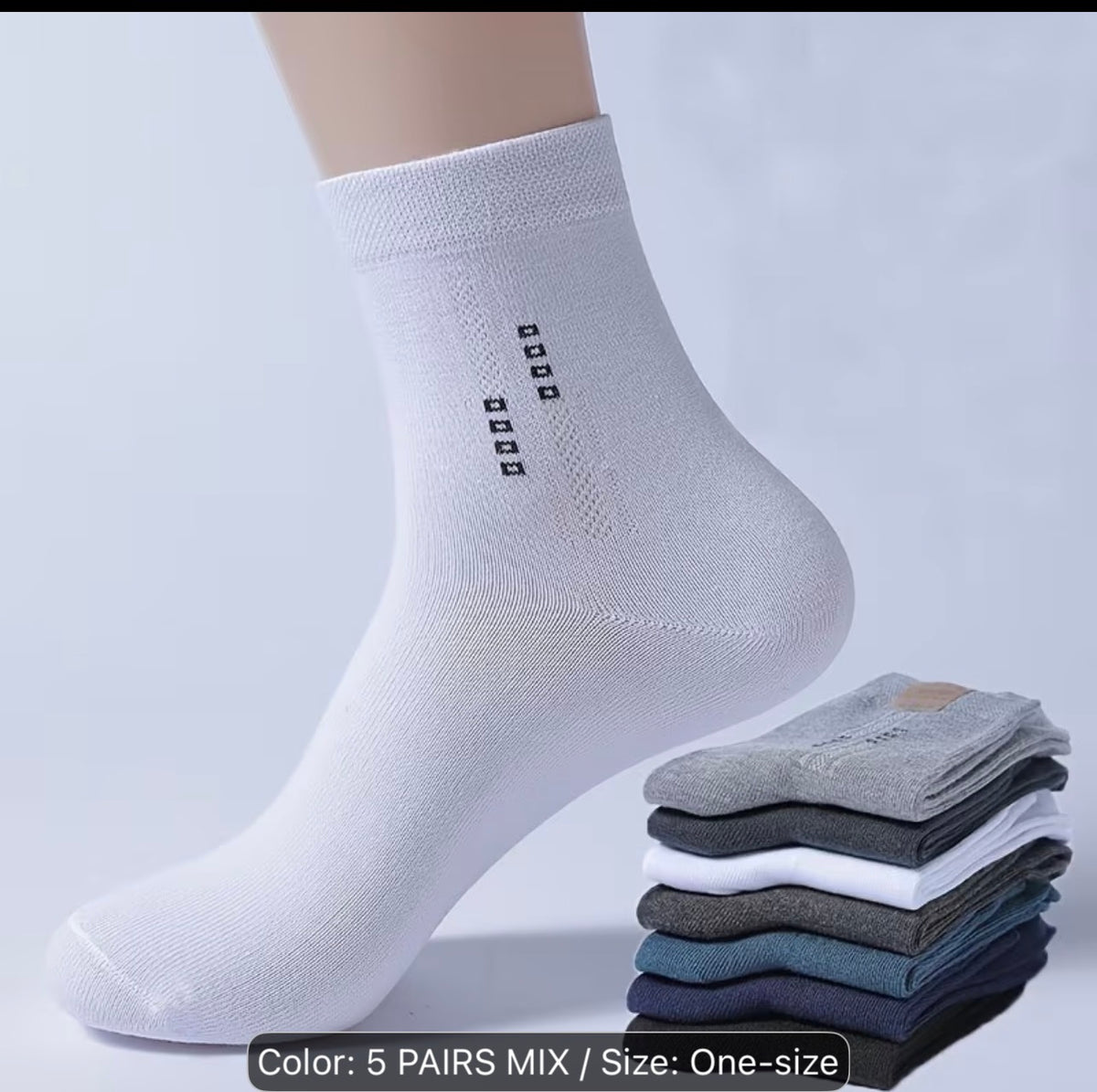 Title: Men’s Crew Socks 5-Pairs Mixed Color Cotton Casual Athletic Socks, Soft Comfortable Everyday Socks, One Size