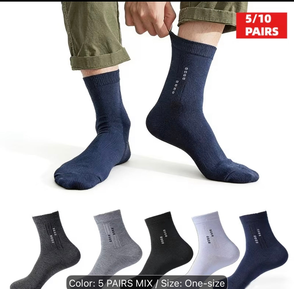 Title: Men’s Crew Socks 5-Pairs Mixed Color Cotton Casual Athletic Socks, Soft Comfortable Everyday Socks, One Size