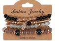 Title: Women’s Beaded Stretch Bracelet Stack Set, 4-Piece Boho Fashion Jewelry Set with Gold-Tone Charms, Colorful Beaded Bracelets for Women and Girls