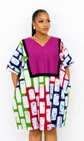 women colorful printed short sleeve short gown