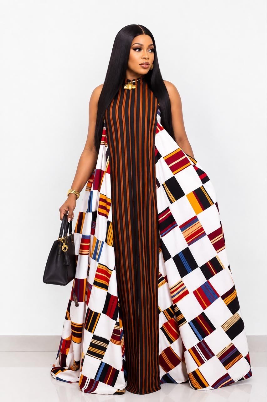 African-inspired patchwork maxi dress
