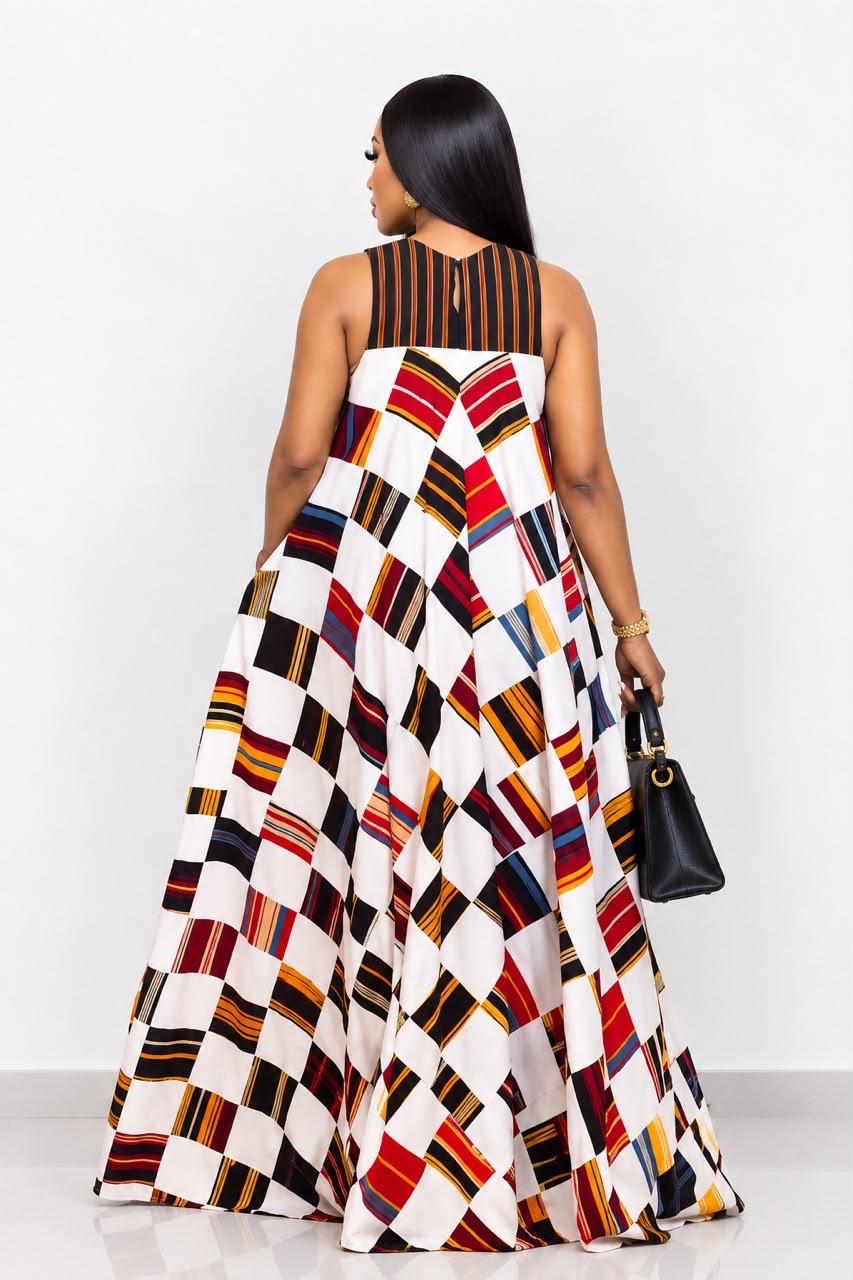 African-inspired patchwork maxi dress