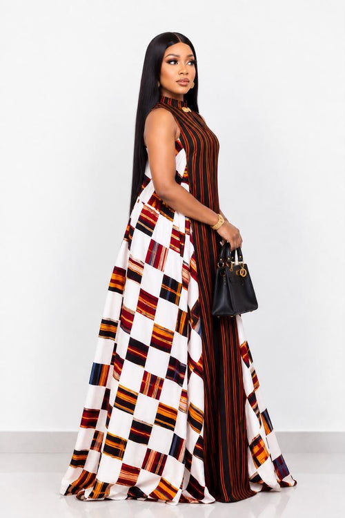 African-inspired patchwork maxi dress