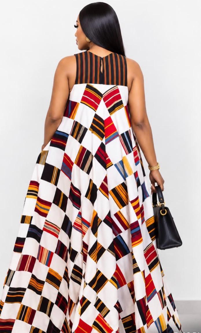 African-inspired patchwork maxi dress