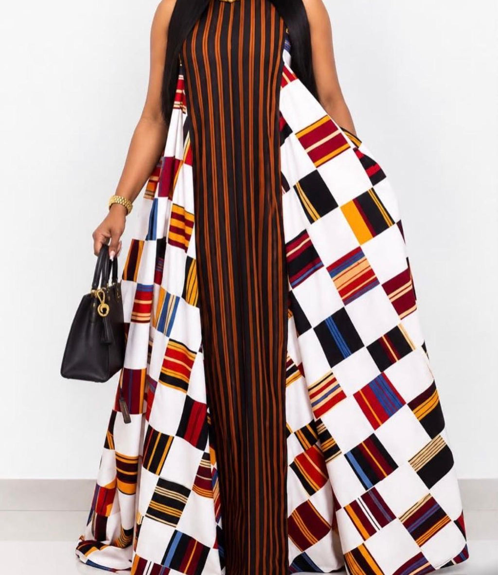 African-inspired patchwork maxi dress
